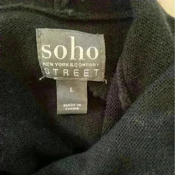 Soho Street Sweater Dress Black Hooded Long Sleeve Button/Slit Sides Size L Fall - Picture 11 of 13